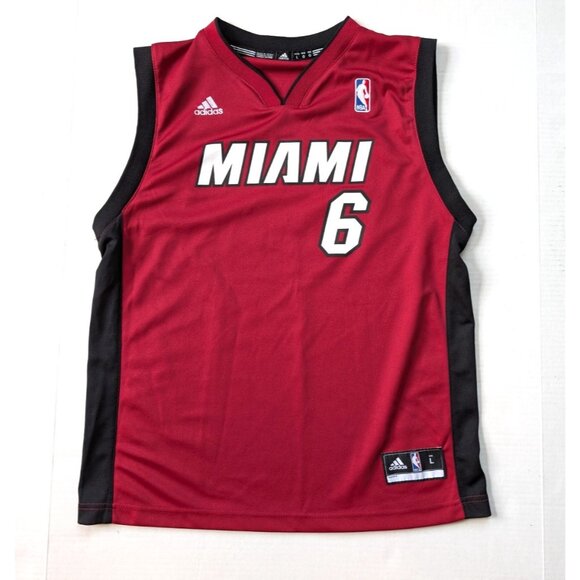 YOUTH LARGE Lebron James Miami Heat Jersey Red Adidas 2012 NBA 14-16 - Picture 1 of 10